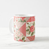 Rose Schmetterlinge Nahtlose Patchwork Kaffeetasse (Vorderseite Links)
