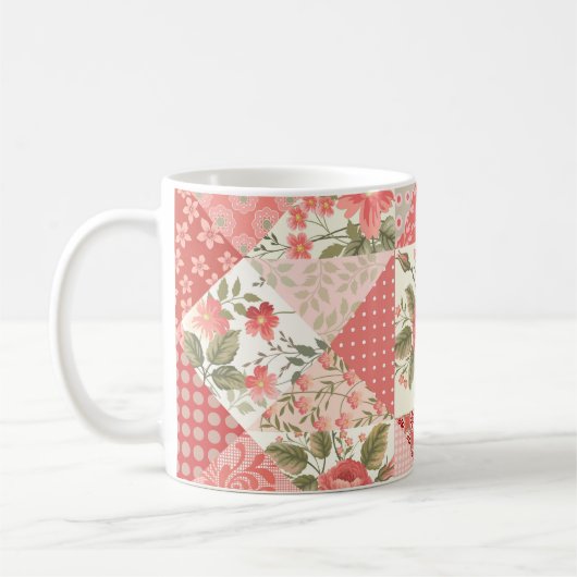 Rose Schmetterlinge Nahtlose Patchwork Kaffeetasse (Links)