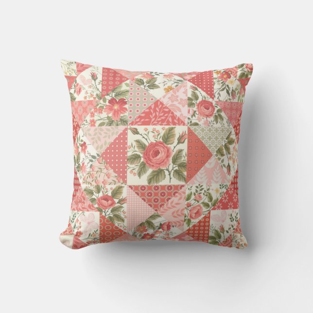 Rose Schmetterlinge Nahtlose Patchwork Kissen (Vorderseite)