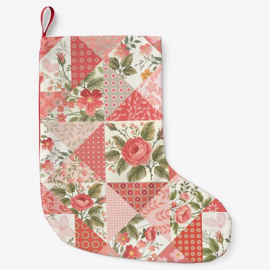 Rose Schmetterlinge Nahtlose Patchwork Kleiner Weihnachtsstrumpf (Vorderseite)