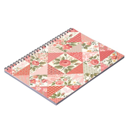 Rose Schmetterlinge Nahtlose Patchwork Notizblock (Linke Seite)