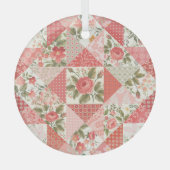 Rose Schmetterlinge Nahtlose Patchwork Ornament Aus Glas (Vorderseite)