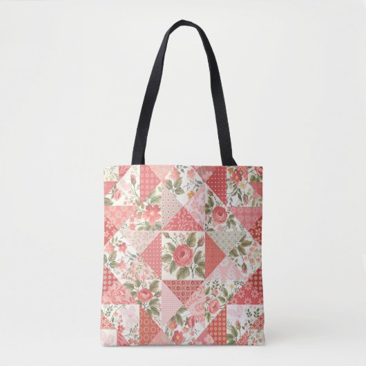Rose Schmetterlinge Nahtlose Patchwork Tasche (Vorderseite)