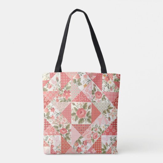 Rose Schmetterlinge Nahtlose Patchwork Tasche (Rückseite)
