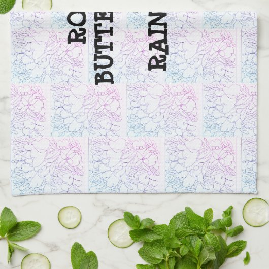 Rose Schmetterlinge & Regenbogen Vivid Geschirrtuch (Gefaltet)