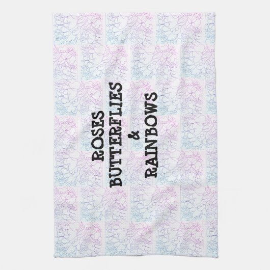 Rose Schmetterlinge & Regenbogen Vivid Geschirrtuch (Vertikal)