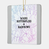 Rose Schmetterlinge & Regenbogen Vivid Keramikornament (Links)