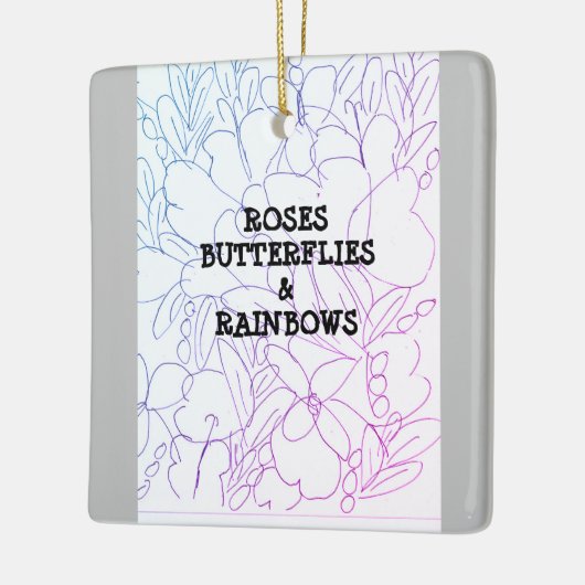 Rose Schmetterlinge & Regenbogen Vivid Keramikornament (Links)
