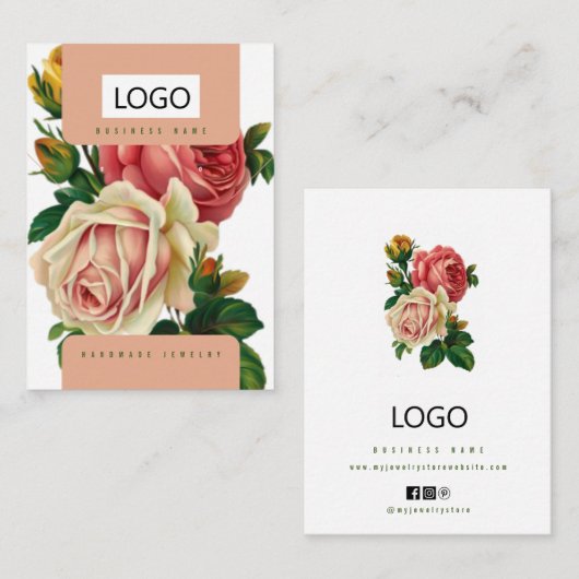 Rose Schmuck Ohrringe - Netzklace-Display-Karte Visitenkarte (Vorne/Hinten)