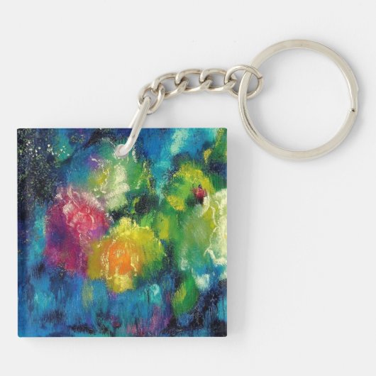 Rose, schöne Kunstmalerei Schlüsselanhänger (Rückseite)