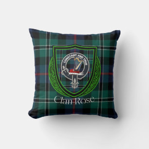 Rose schottischer Clan Tartan & Wappen Kissen