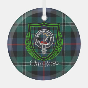 Rose-Schottischer-Clan-Tartan & Wappen Ornament Aus Glas