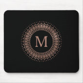 Rose Schwarz & Imitate Gold Elegantes Monogramm Mousepad (Vorne)