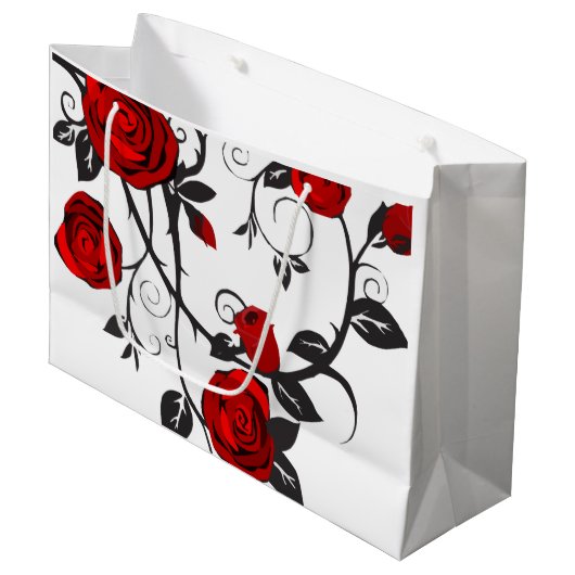 Rose schwarz und rot große geschenktüte (Vorderseite Schrägansicht)