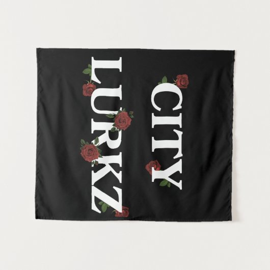 Rose Schwarz Wandteppich (Vorderseite (Horizontal))