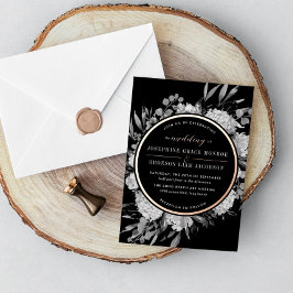 Rose Schwarz-Weiß-Aquarell Blumenfoi Folieneinladung