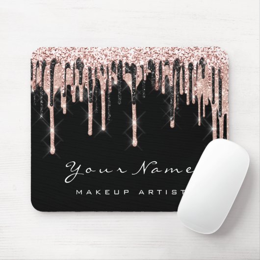 Rose Schwarz-weiß Glitzer Name Makeup Wax Lashes Mousepad (Mit Mouse)