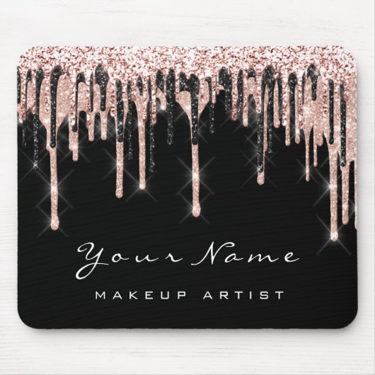 Rose Schwarz-weiß Glitzer Name Makeup Wax Lashes Mousepad (Vorne)