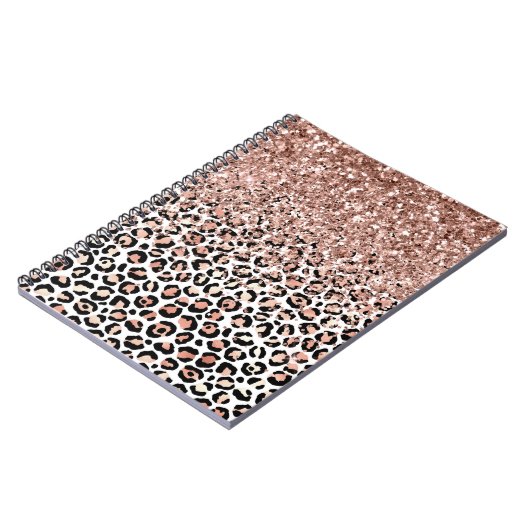 Rose Schwarz-weiß Leopard Glitzer Sparkor Notizblock (Linke Seite)