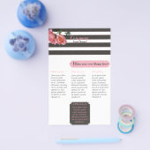 Rose Schwarz-Weiß Streifen - Flyer (Einzeln)