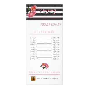 Rose Schwarz/Weiß Streifen - RackCard Flyer Werbekarte