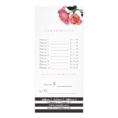 Rose Schwarz/Weiß Streifen - RackCard Flyer Werbekarte (Hinten)