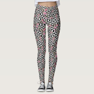 Rose Schwarz/Weiß Wasserfarbe Leggings Frauen