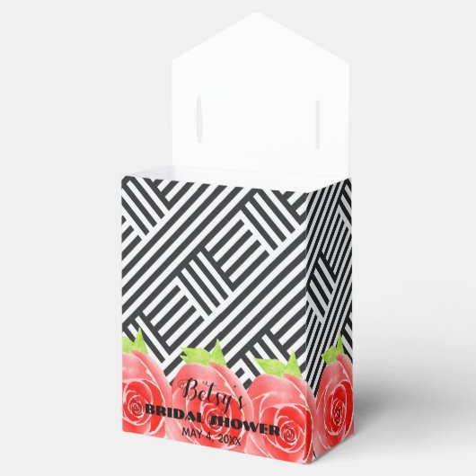 Rose Schwarz-weiße Streifen Derby Zent Geschenkschachtel (Geöffnet)
