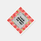 Rose Schwarz-weiße Streifen mit Derby Serviette (Ecke)