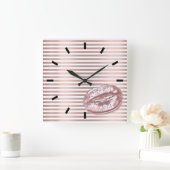 Rose Schwarz-weißer Kuss Livio Vacchini Gebäudes Quadratische Wanduhr (Zuhause)