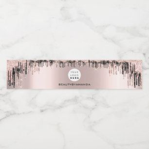 Rose Schwarze Tropfen Lashes Haarbild Makeup Logo Wasserflaschenetikett