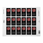 Rose - Schwarzes Buchzeichen Adressaufkleber (Vorne)