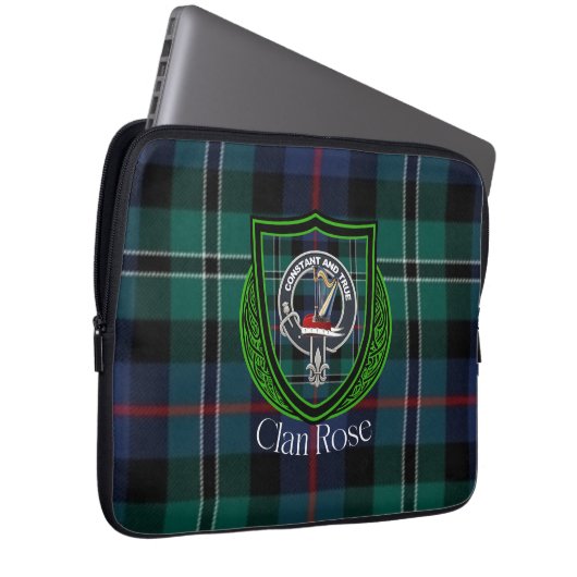 Rose Scottish Clan Tartan and Crest  Laptopschutzhülle (Vorne Rechts)