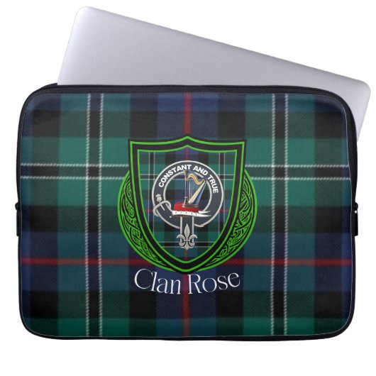 Rose Scottish Clan Tartan and Crest Laptopschutzhülle (Vorderseite)
