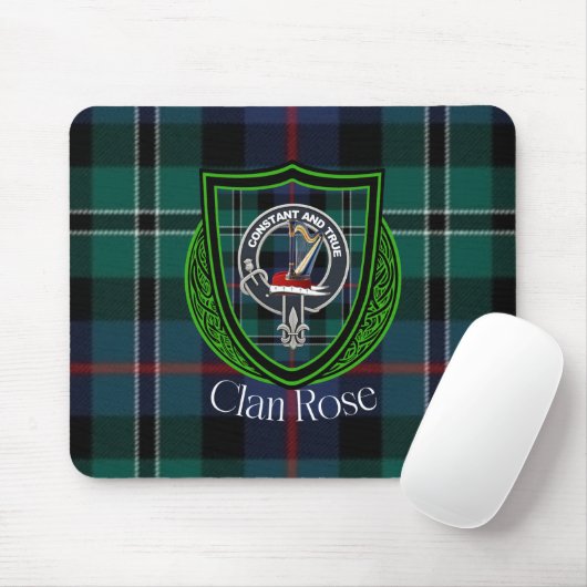 Rose Scottish Clan Tartan and Crest Mousepad (Mit Mouse)