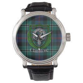 Rose Scottish Clan Tartan & Crest Armbanduhr