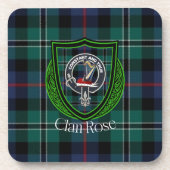 Rose Scottish Clan Tartan & Crest Getränkeuntersetzer (Vorderseite)