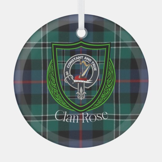 Rose Scottish Clan Tartan & Crest Ornament Aus Glas (Vorderseite)