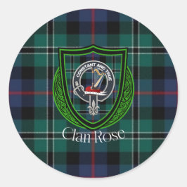 Rose Scottish Clan Tartan & Crest Runder Aufkleber