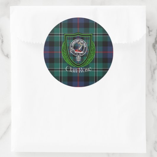 Rose Scottish Clan Tartan & Crest Runder Aufkleber (Tasche)