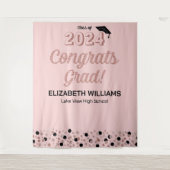 Rose Script Confetti Glückwunsch Grad rosa Hinterg Wandteppich (Vorderseite)