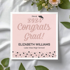 Rose Script Confetti Glückwunschs Grad Pink Napkin Serviette