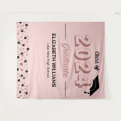 Rose Script Confetti Grad Party Rosa Hintergrund Wandteppich (Vorderseite (Horizontal))