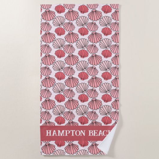 Rose Seashell Pattern Beach Handtuch - Benutzerdef (Vorderseite)