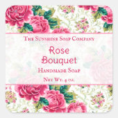Rose Seife Kosmetik Quadratischer Aufkleber (Vorderseite)