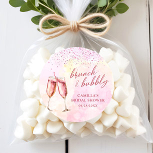 Rosé-Sekt-Brunch und prickelnde Brautparty Runder Aufkleber