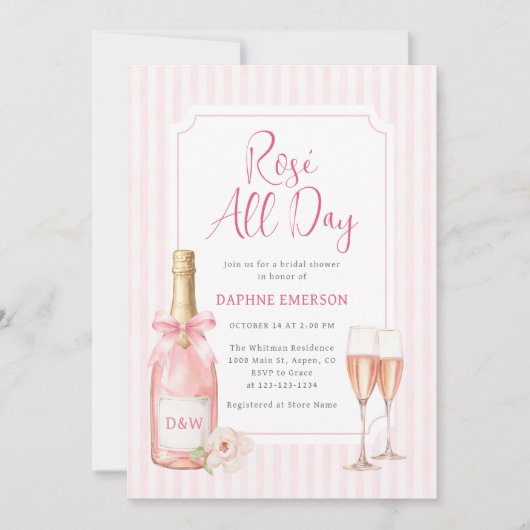 Rosé-Sekt Champagner Brautparty Einladung (Vorderseite)