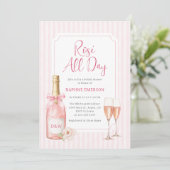 Rosé-Sekt Champagner Brautparty Einladung (Stehend Vorderseite)