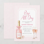 Rosé-Sekt Champagner Brautparty Einladung (Vorne/Hinten)