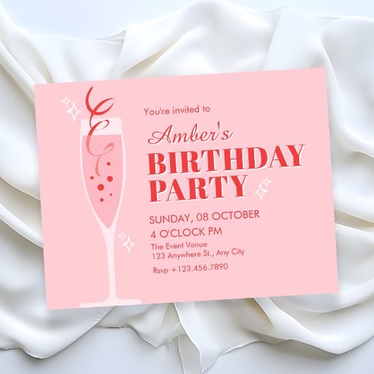 Rosé-Sekt-Cocktail-Geburtstag Einladung